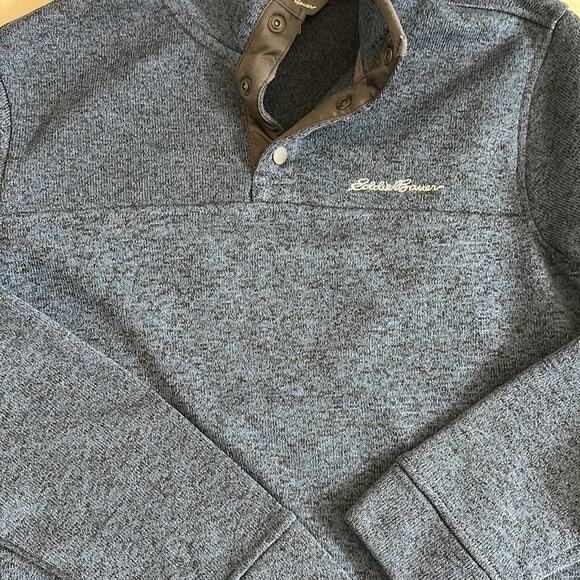 Eddie Bauer Radiator Fleece Pullover Sweater 1/4 Snap Navy Heather Size L Casual - Picture 8 of 9